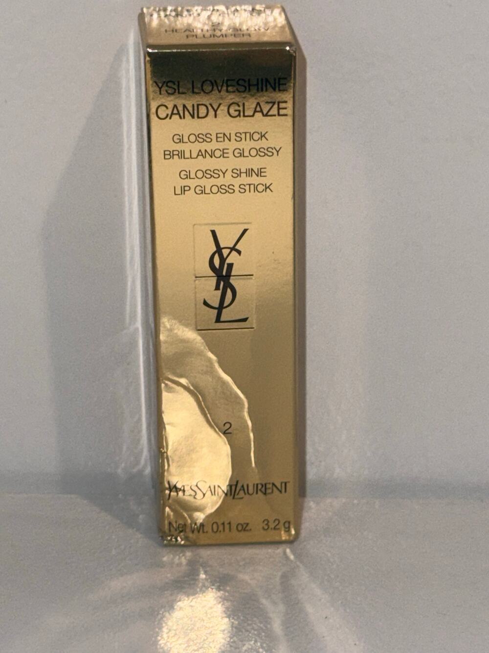 NIB YSL Loveshine Candy Glaze Lip Gloss Stick 2 Healthy-Glow Plumper 3.2g
